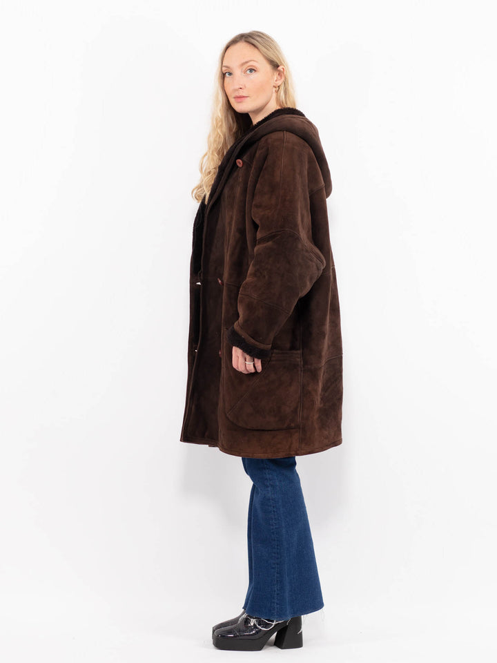 Vintage 90's Women Sheepskin Coat in BrownA0997