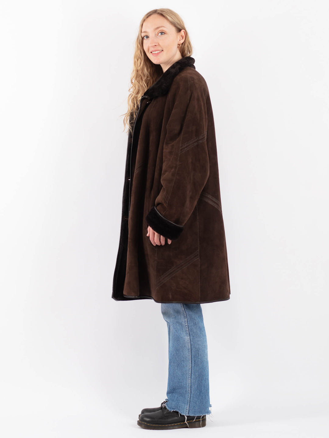 Vintage 90's Women Sheepskin Coat in BrownV9459