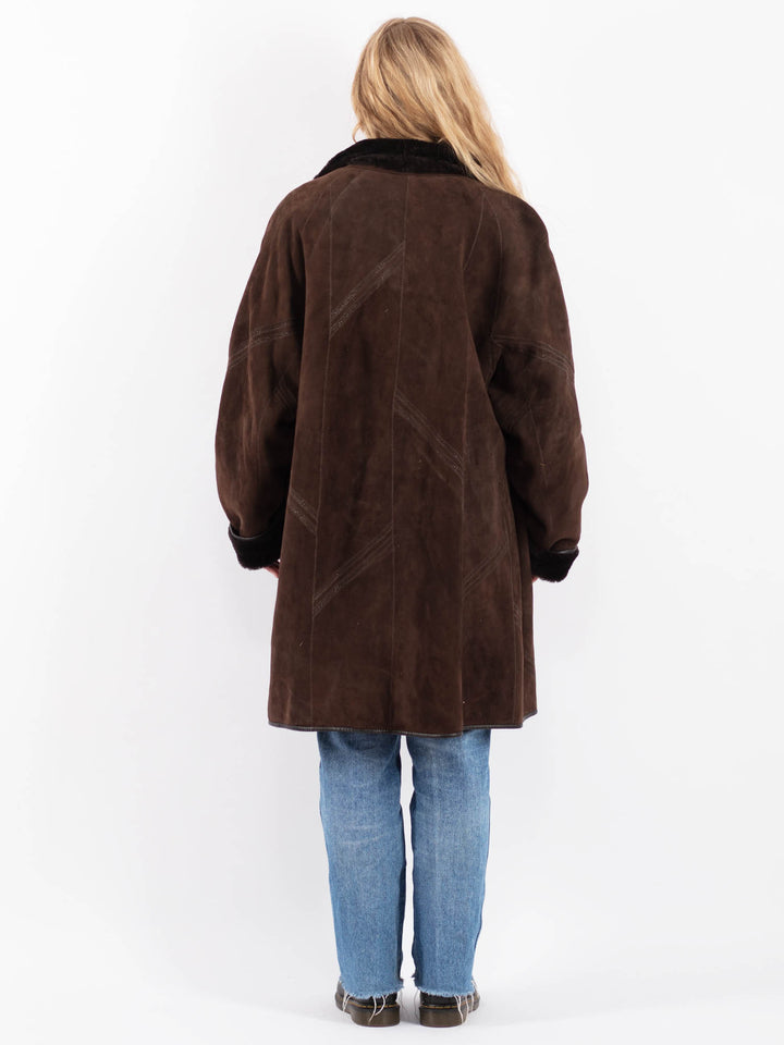 Vintage 90's Women Sheepskin Coat in BrownV9459