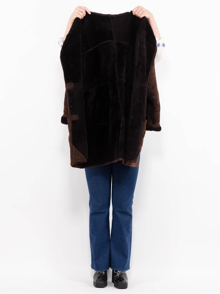 Vintage 90's Women Sheepskin Coat in BrownA0997