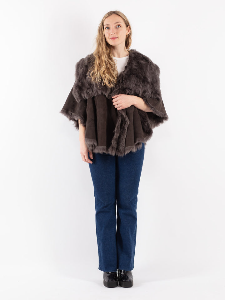 Vintage 90's Women Sheepskin Coat in GrayV8774