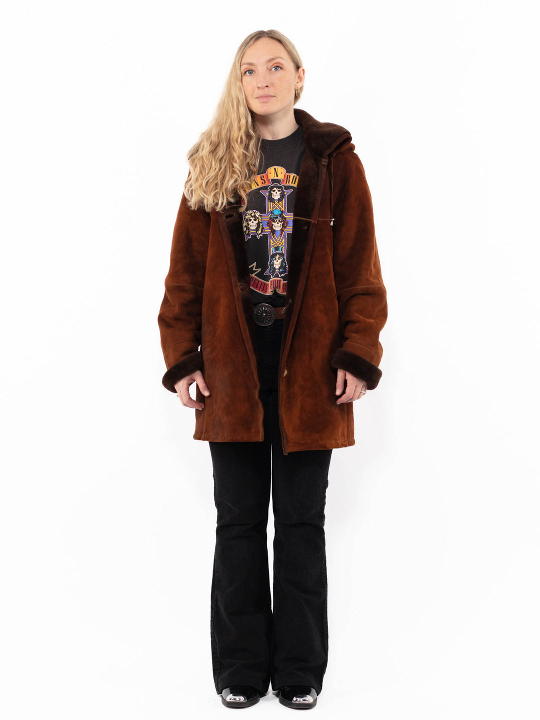 Vintage 90's Women Sheepskin Coat in BrownA0895