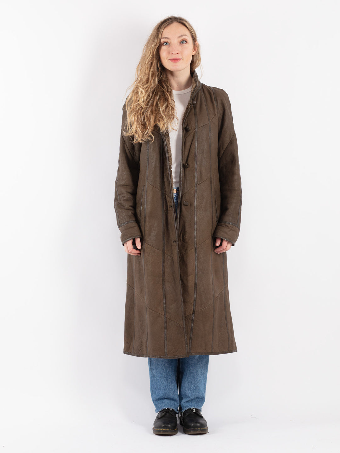 Vintage 90's Women Sheepskin Coat in BrownV9043