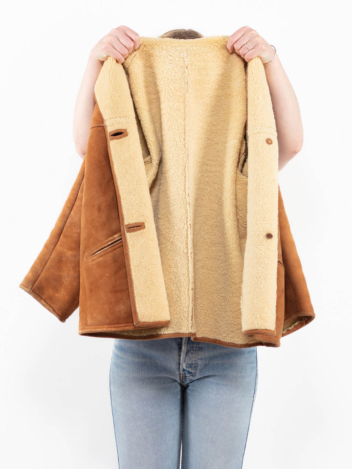 Vintage 90's Women Sheepskin Coat in BrownA0266