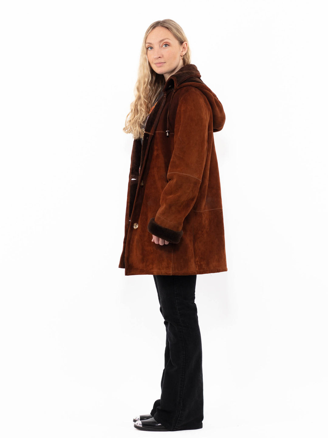 Vintage 90's Women Sheepskin Coat in BrownA0895