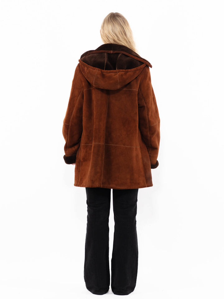 Vintage 90's Women Sheepskin Coat in BrownA0895
