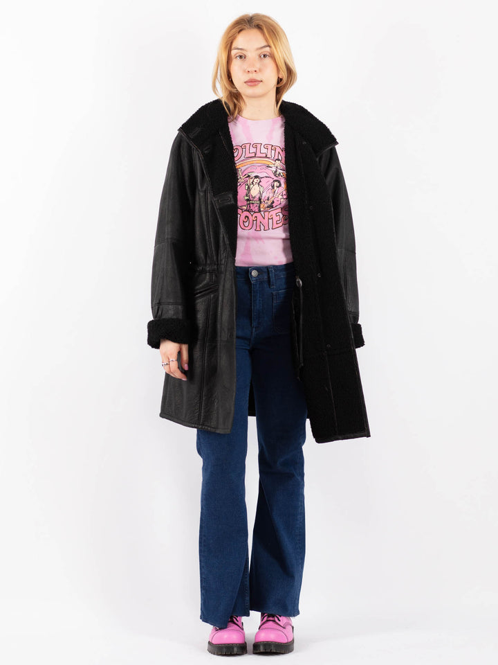 Vintage 90's Women Sheepskin Coat in BlackV9552