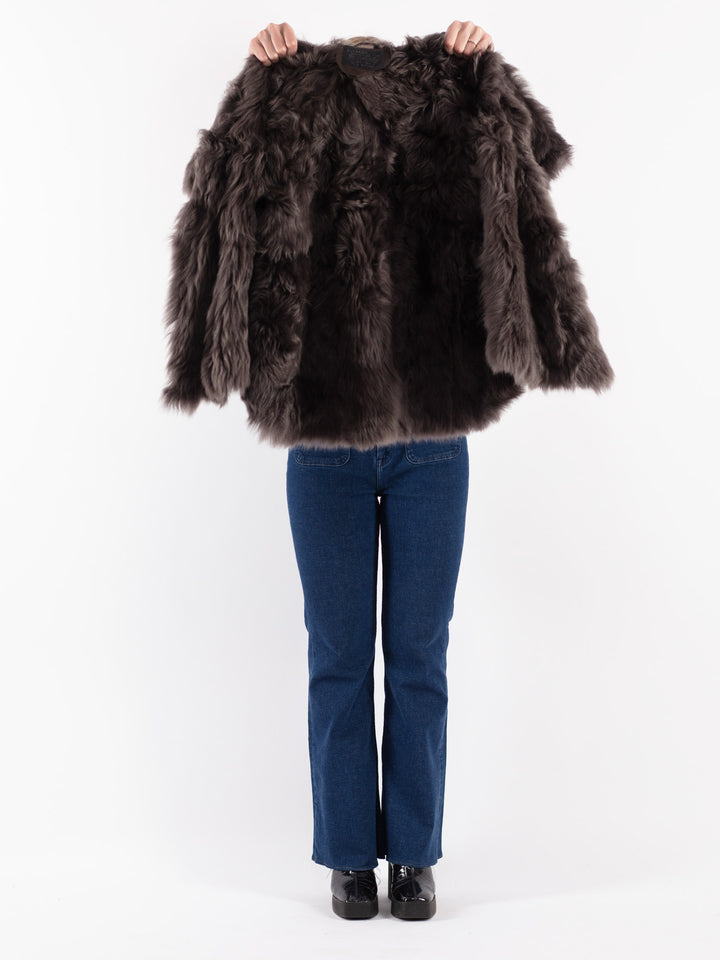 Vintage 90's Women Sheepskin Coat in GrayV8774