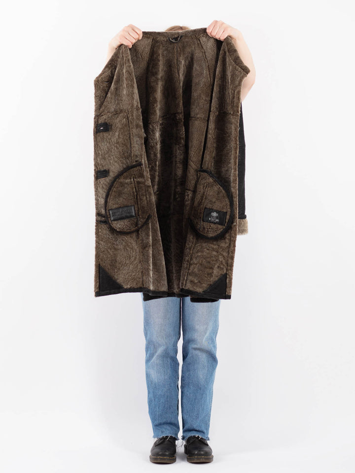 Vintage 90's Women Sheepskin Coat in BlackV9461
