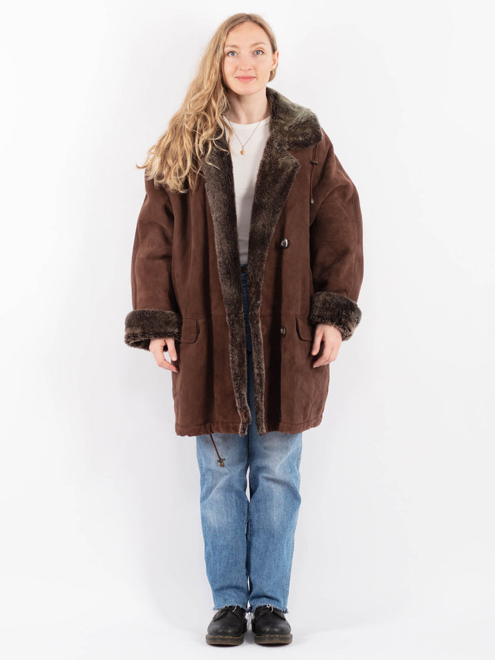 Vintage 90's Women Sheepskin Coat in BrownV9462