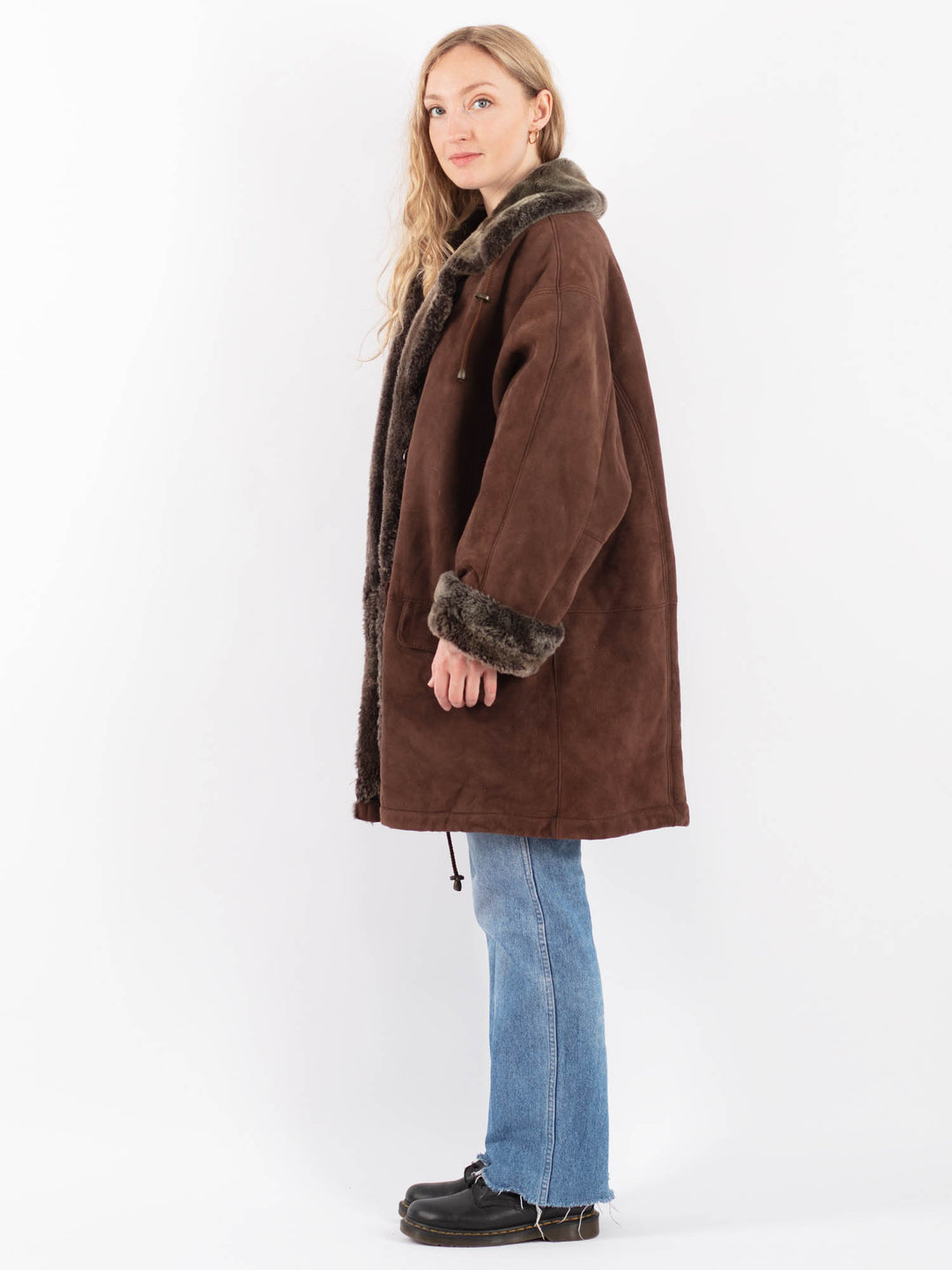 Vintage 90's Women Sheepskin Coat in BrownV9462