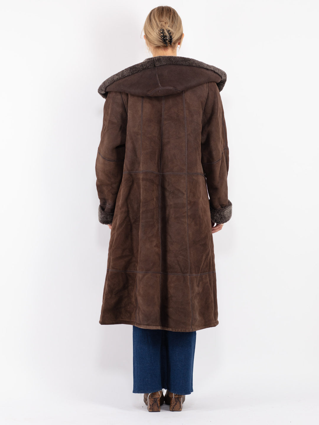 Vintage 90's Women Sheepskin Coat in Brown