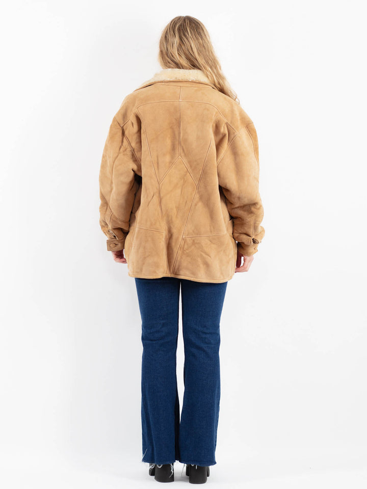 Vintage 90's Women Sheepskin Coat in BeigeV9870