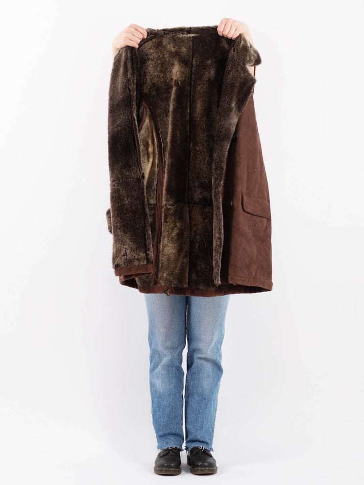 Vintage 90's Women Sheepskin Coat in BrownV9462