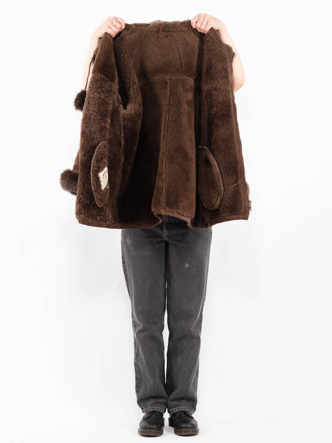 Vintage 90's Women Sheepskin Shearling Coat in BrownA0614