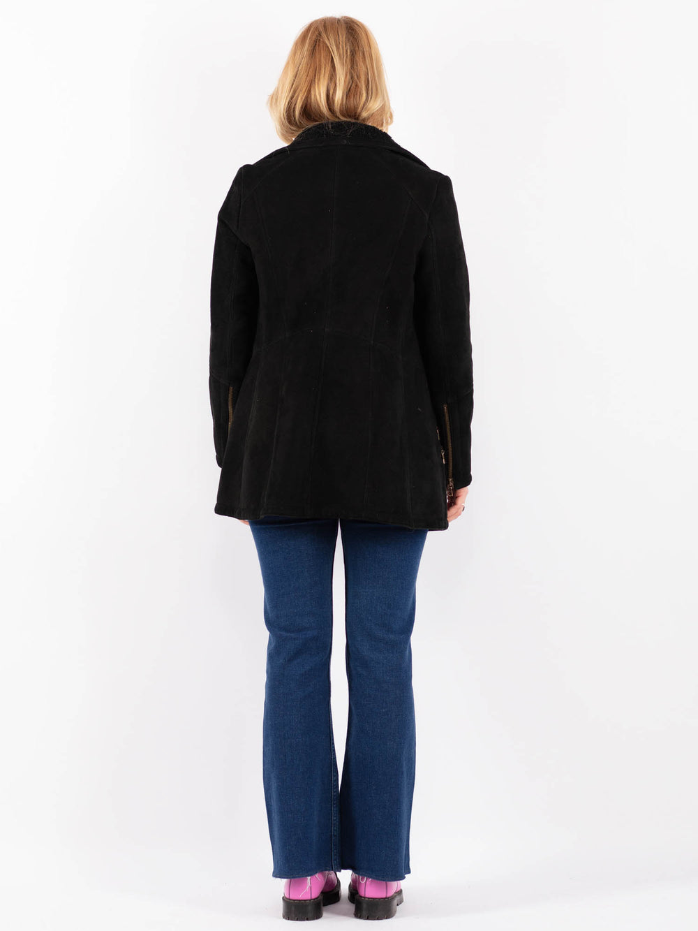 Vintage 90's Women Sheepskin Coat in BlackV9553