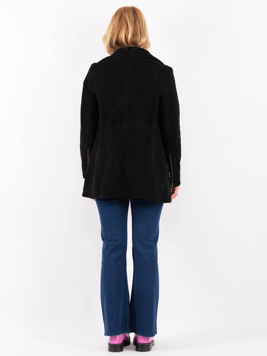 Vintage 90's Women Sheepskin Coat in BlackV9553