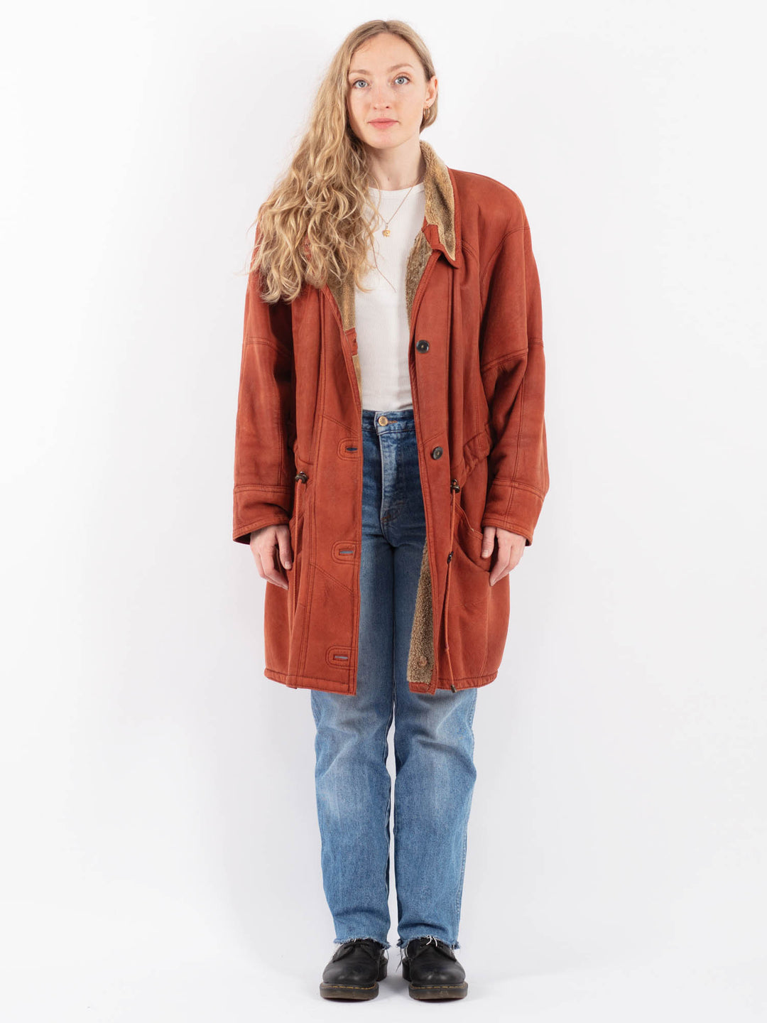 Vintage 90's Women Sheepskin Coat in BrownV9464