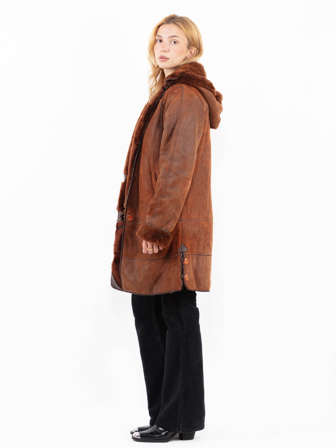 Vintage 90's Women Sheepskin Coat in BrownA0166