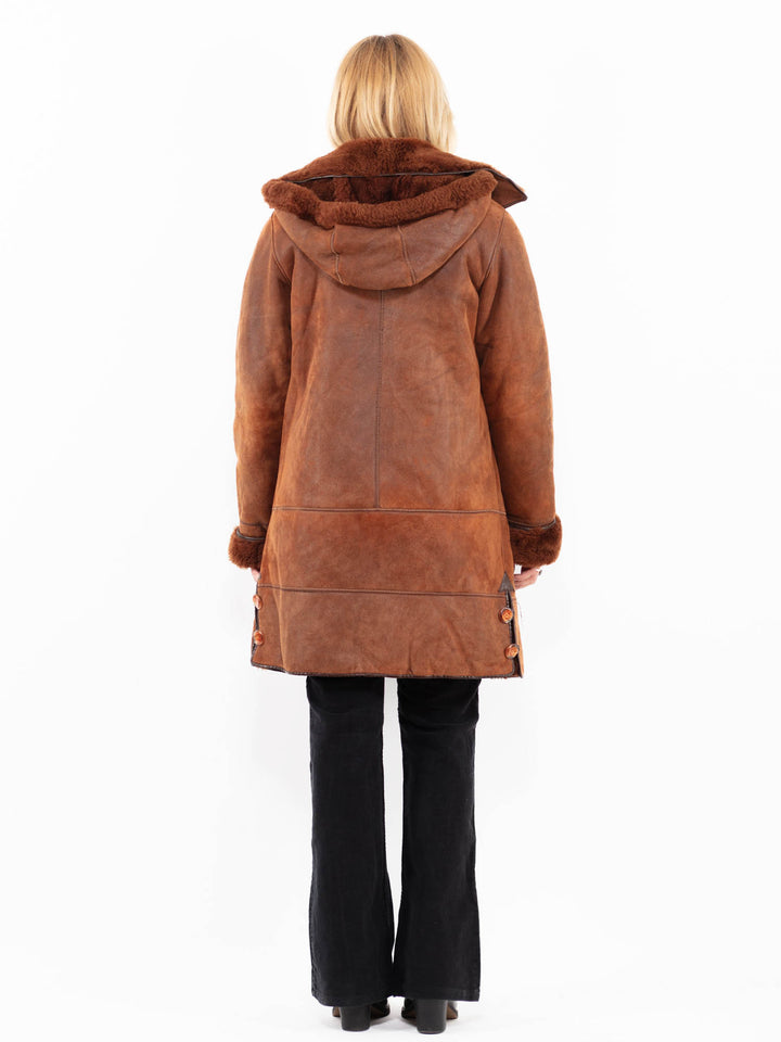 Vintage 90's Women Sheepskin Coat in BrownA0166