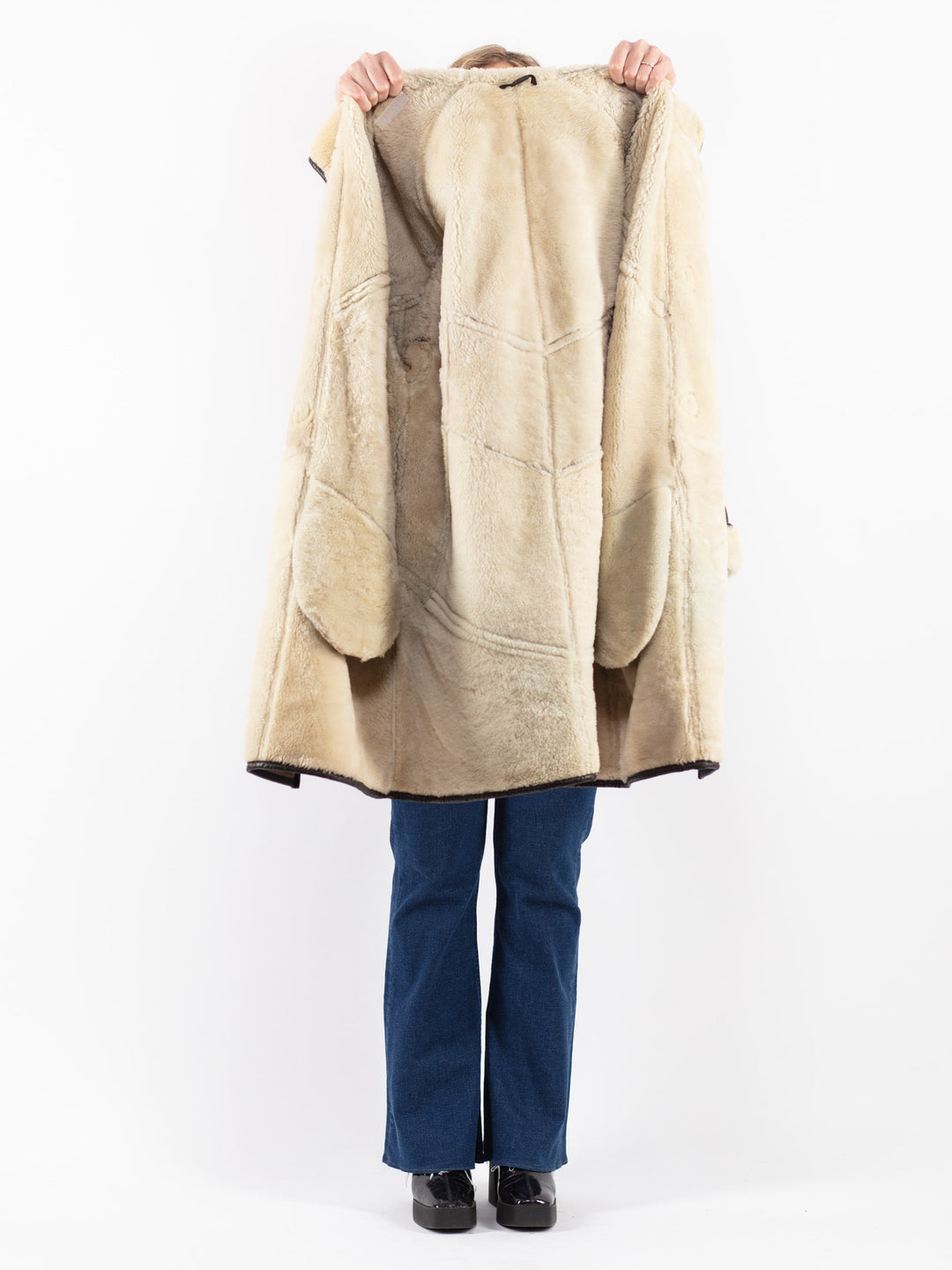 Vintage 90's Women Sheepskin Coat in Brown