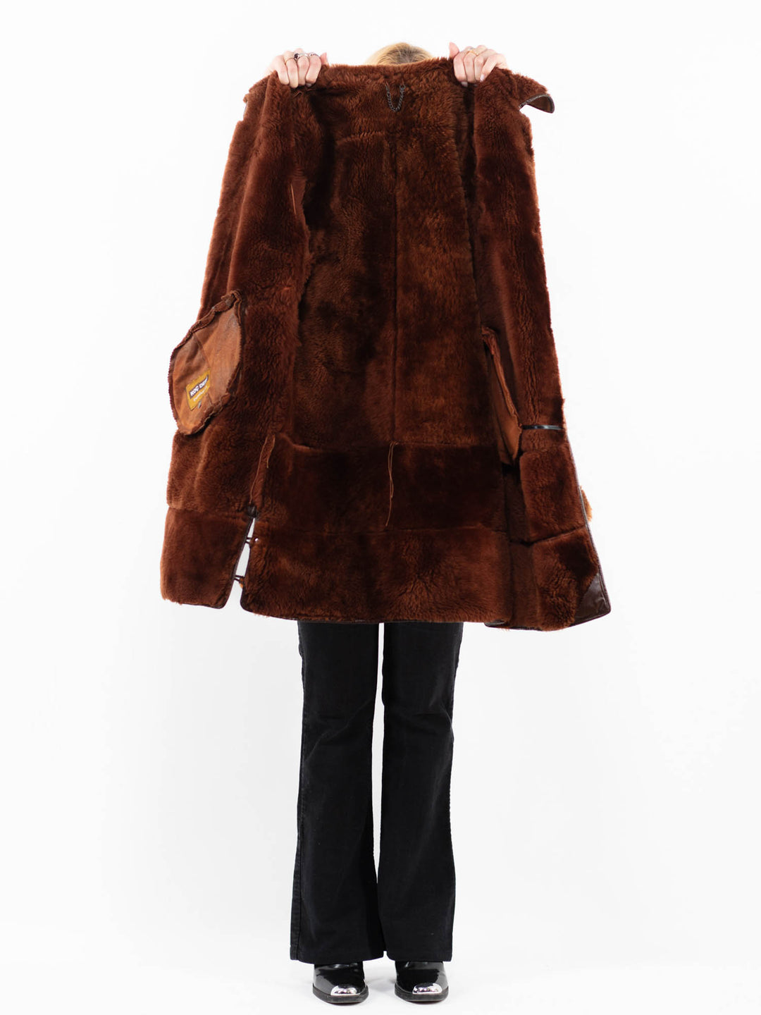 Vintage 90's Women Sheepskin Coat in BrownA0166