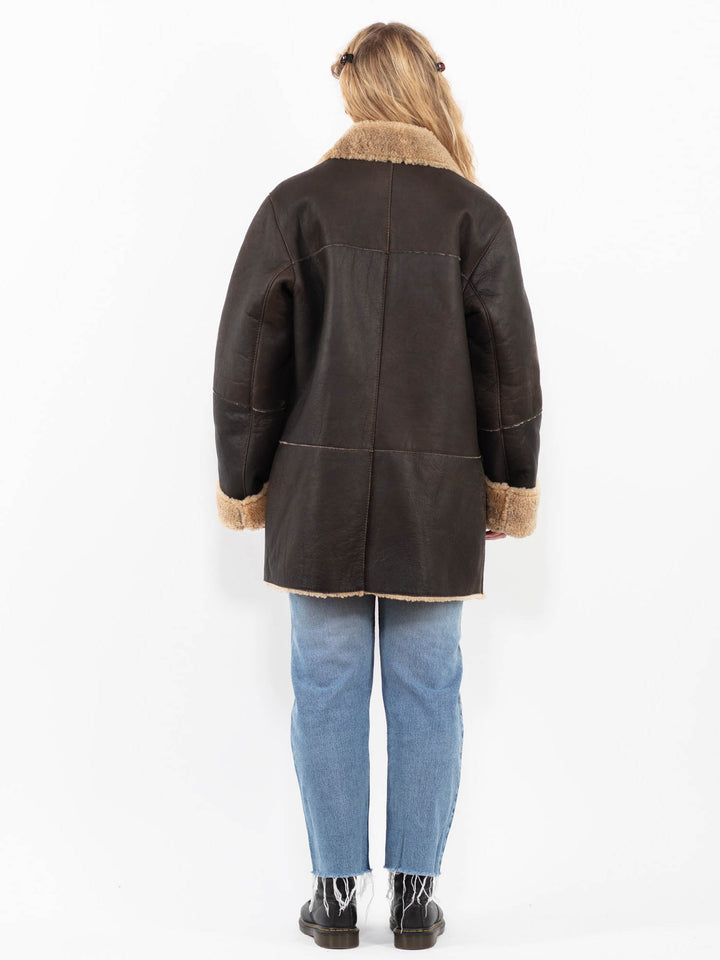 Vintage 90's Women Sheepskin Coat in BrownA0272