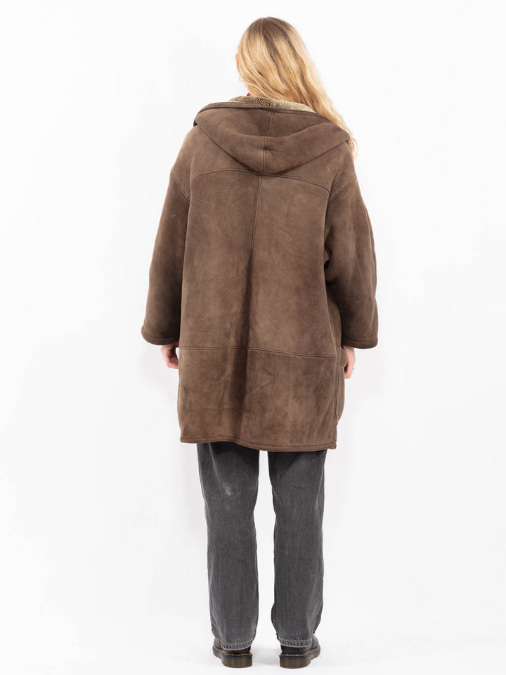 Vintage 90's Women Sheepskin Coat in BrownA0618