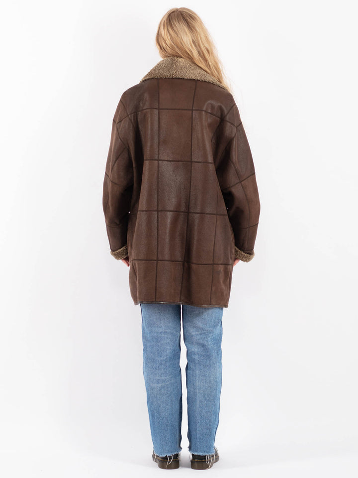Vintage 90's Women Sheepskin Coat in BrownV9466