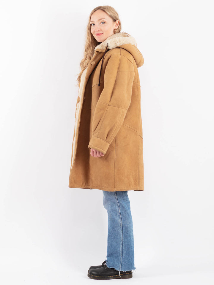 Vintage 90's Women Sheepskin Coat in BeigeV9467