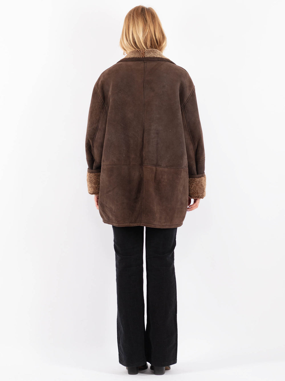 Vintage 90's Women Sheepskin Coat in BrownV9659