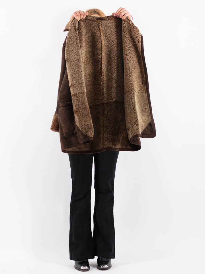 Vintage 90's Women Sheepskin Coat in BrownV9659