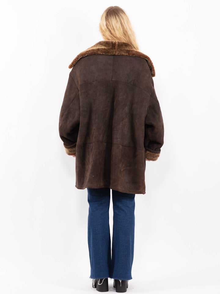 Vintage 90's Women Sheepskin Coat in BrownA0377