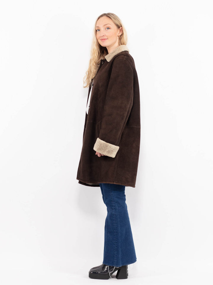 Vintage 90's Women Sheepskin Coat in BrownA1007