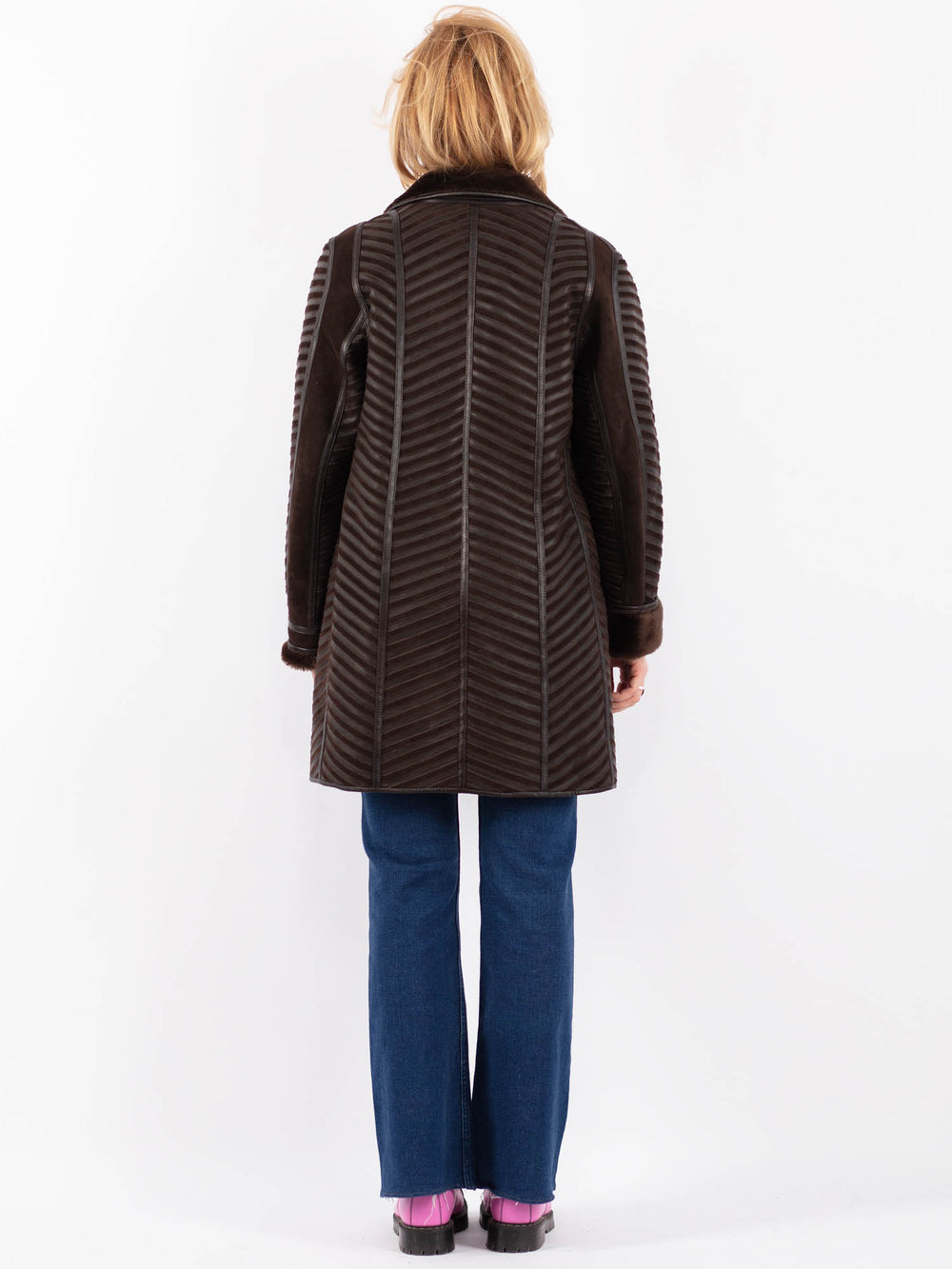 Vintage 90's Women Sheepskin Coat in BrownV9556