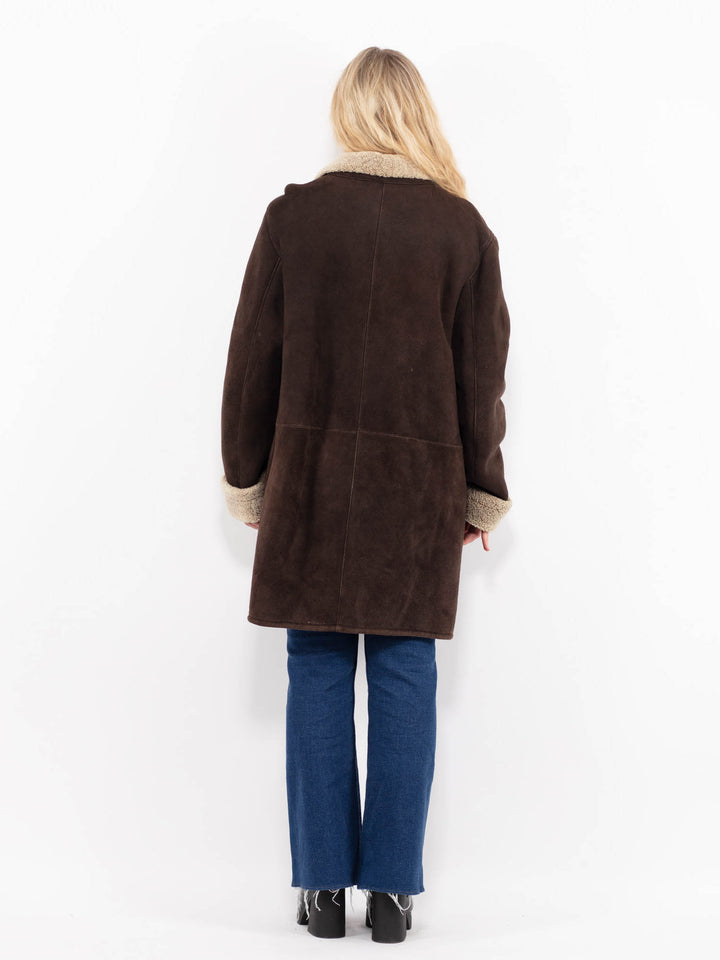 Vintage 90's Women Sheepskin Coat in BrownA1007
