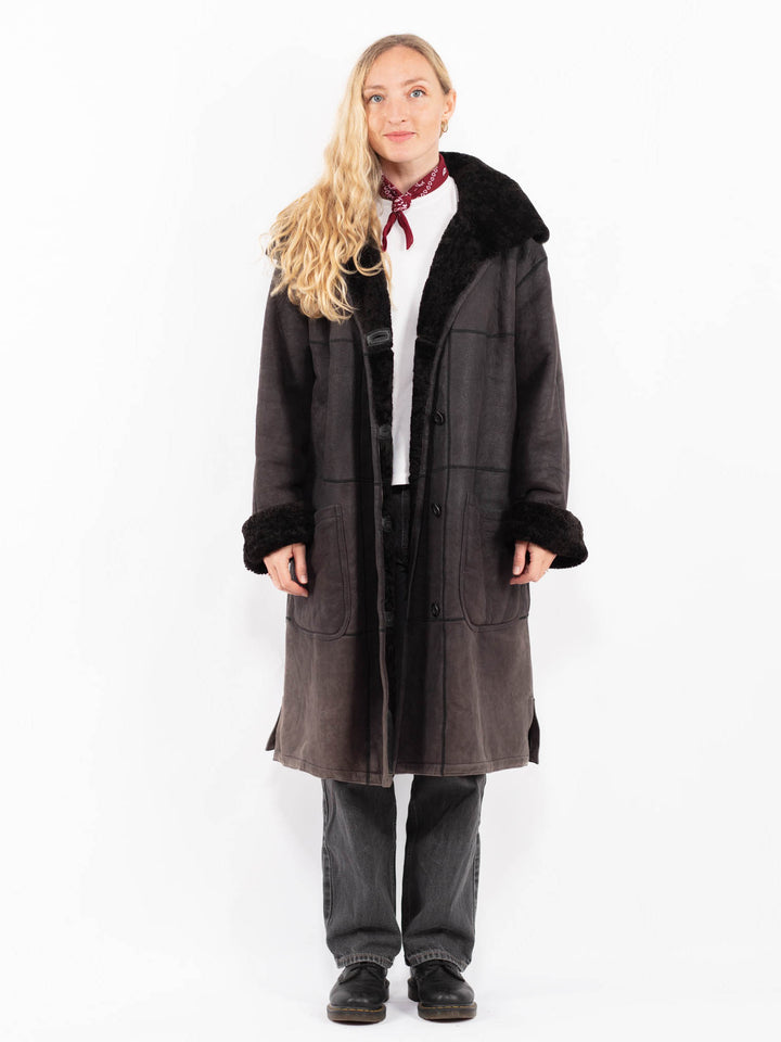 Vintage 90's Women Sheepskin Coat in BrownA0622