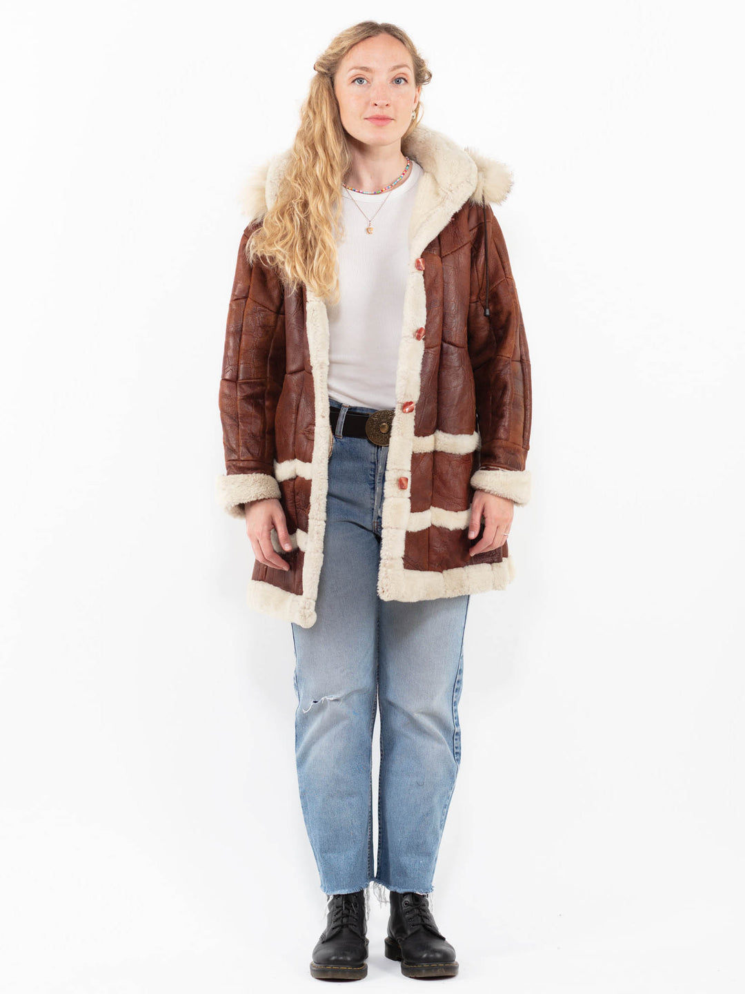 Vintage 90's Women Sheepskin in BrownA0277