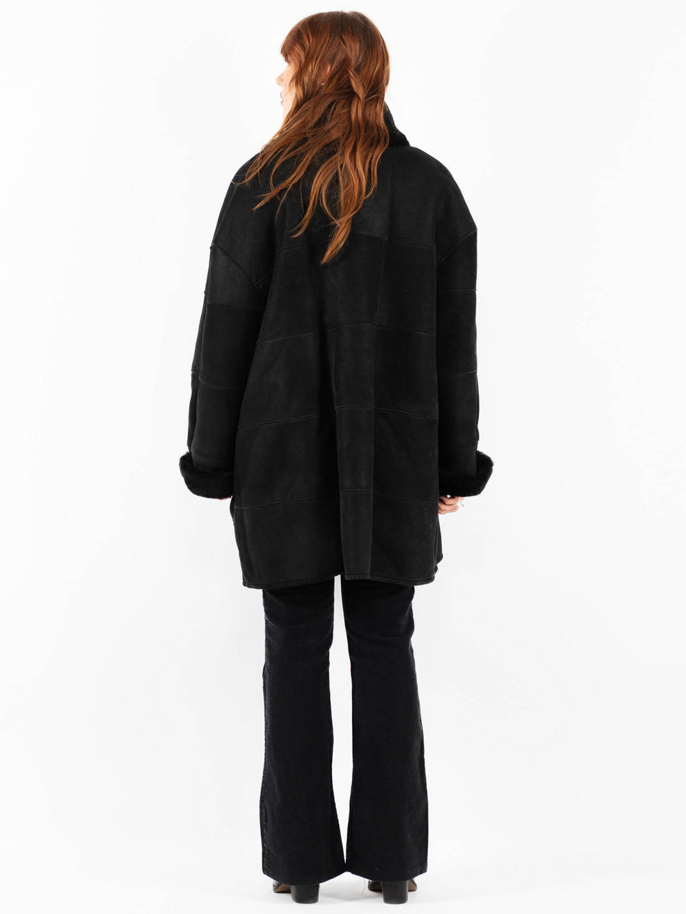 Vintage 90's Women Sheepskin Coat in BlackV9776