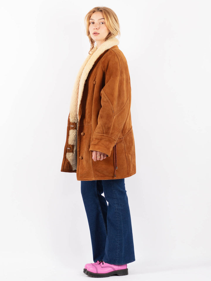 Vintage 90's Women Sheepskin Coat in BrownV9558