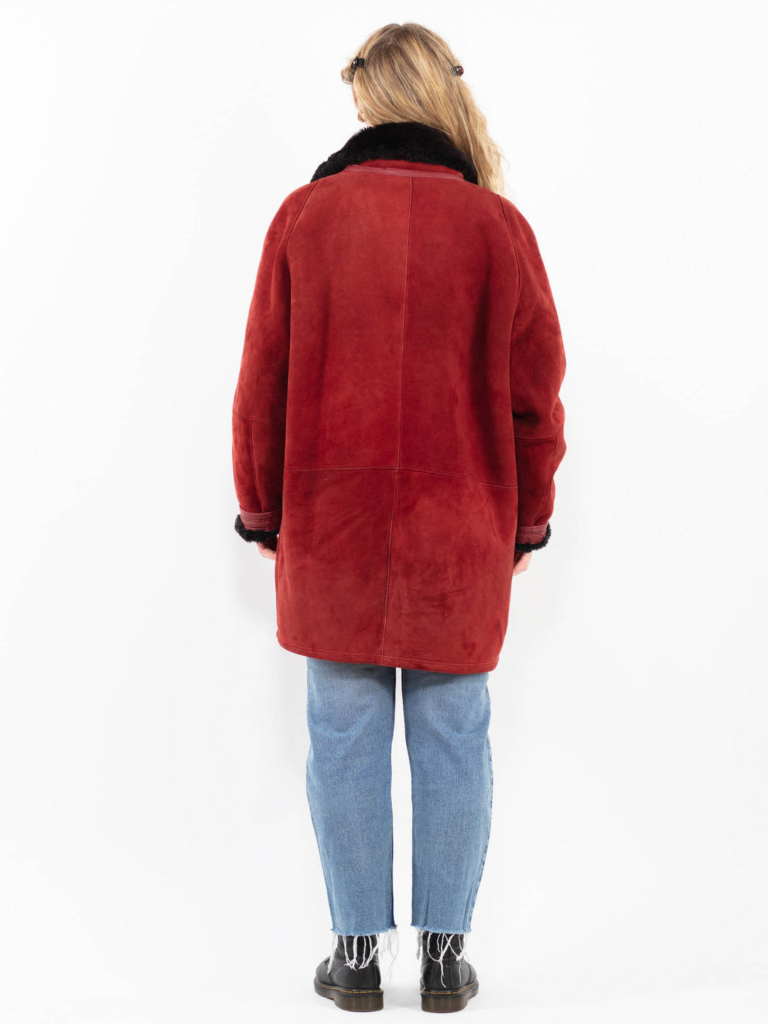 Vintage 90's Women Sheepskin Coat in RedA0280