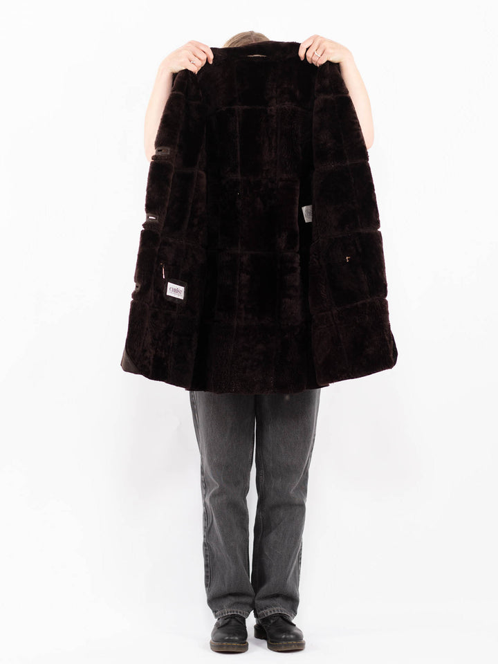 Vintage 90's Women Sheepskin Coat in BrownA0626