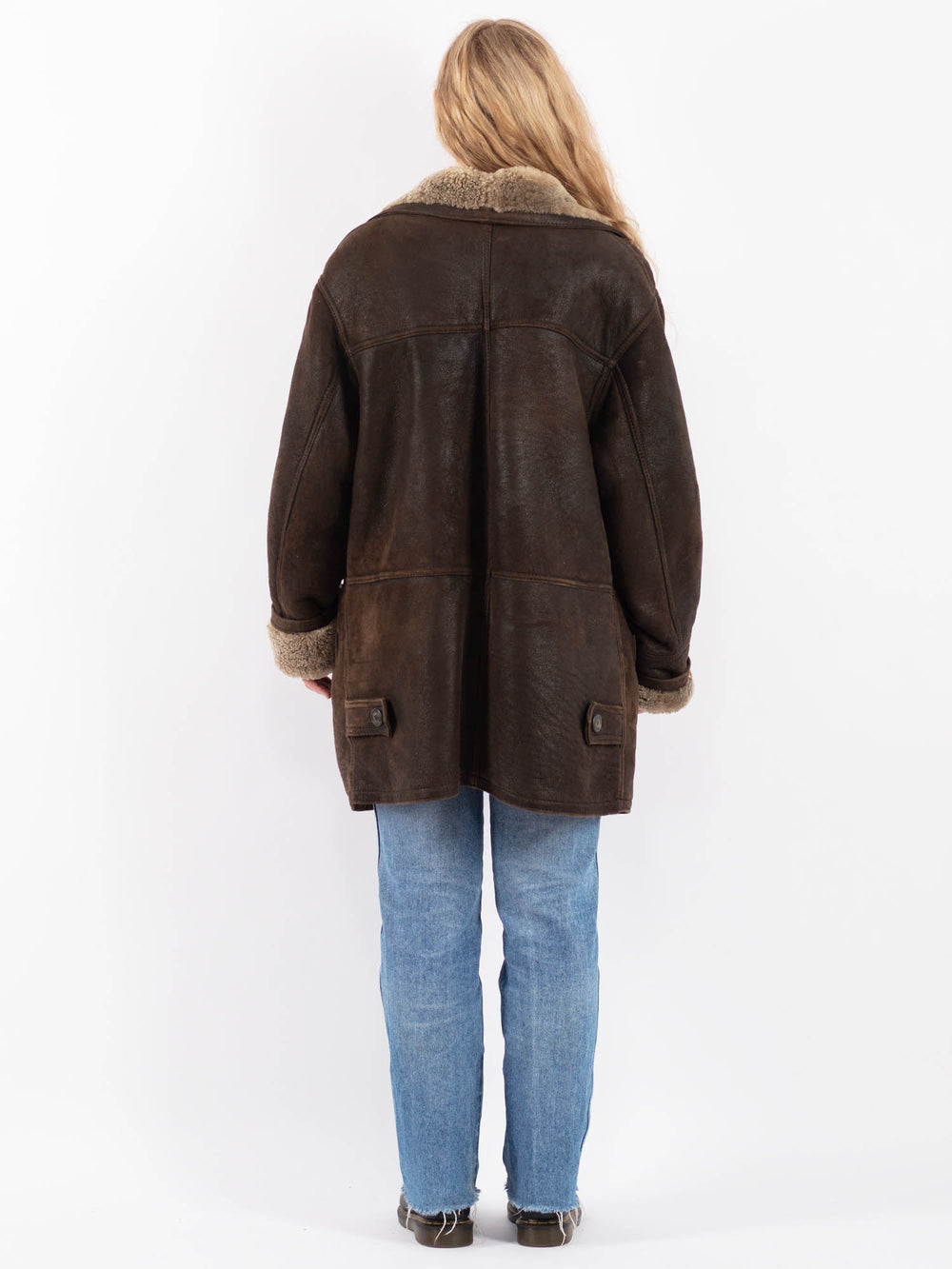 Vintage 90's Women Sheepskin Coat in BrownV9475
