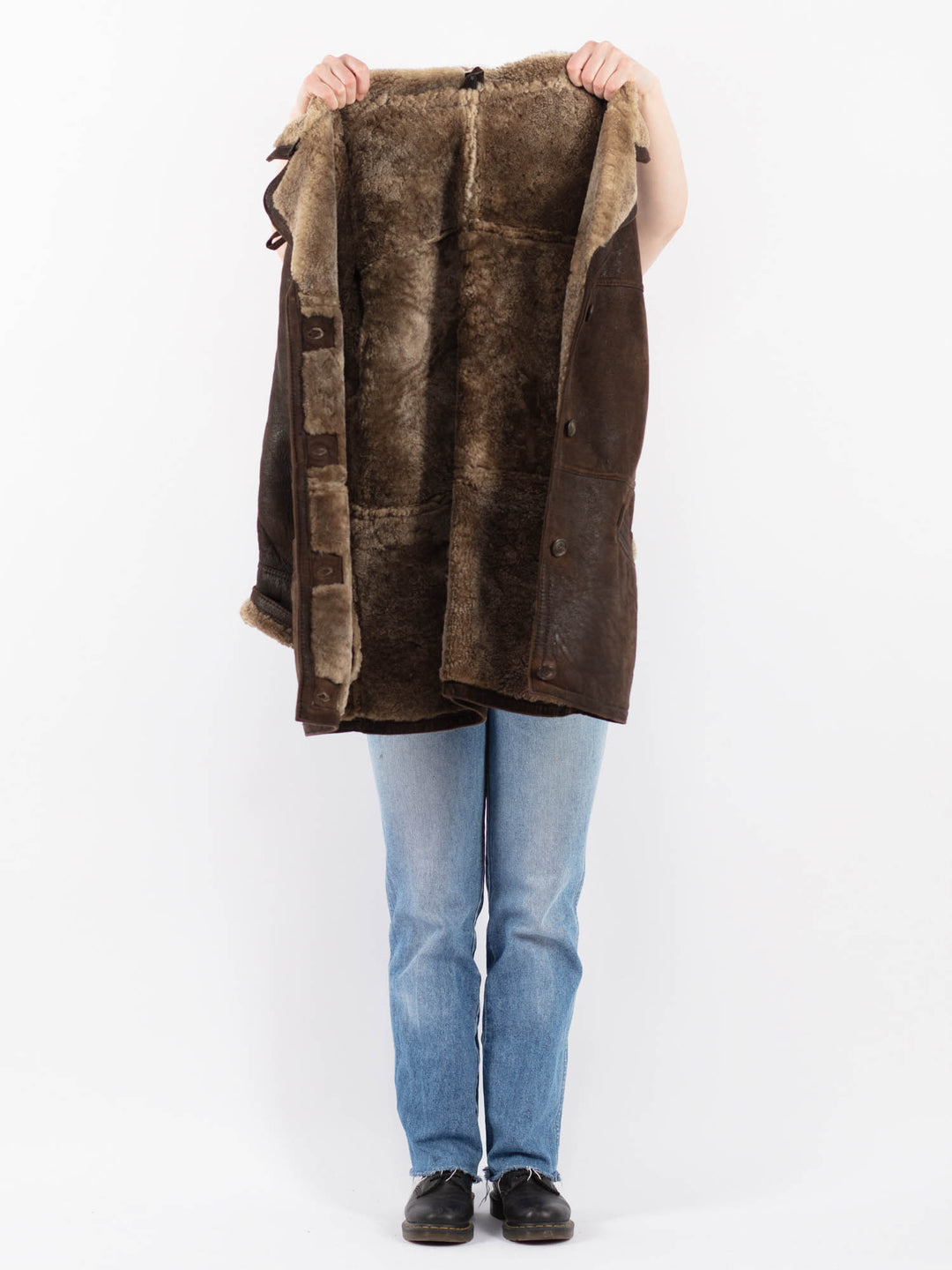 Vintage 90's Women Sheepskin Coat in BrownV9475