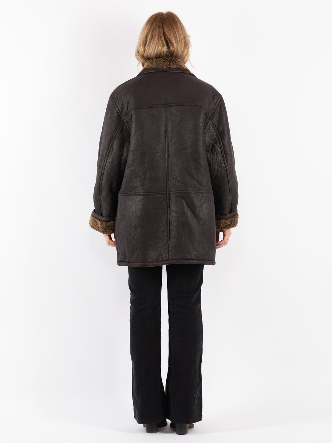 Vintage 90's Women Sheepskin Coat in Brown