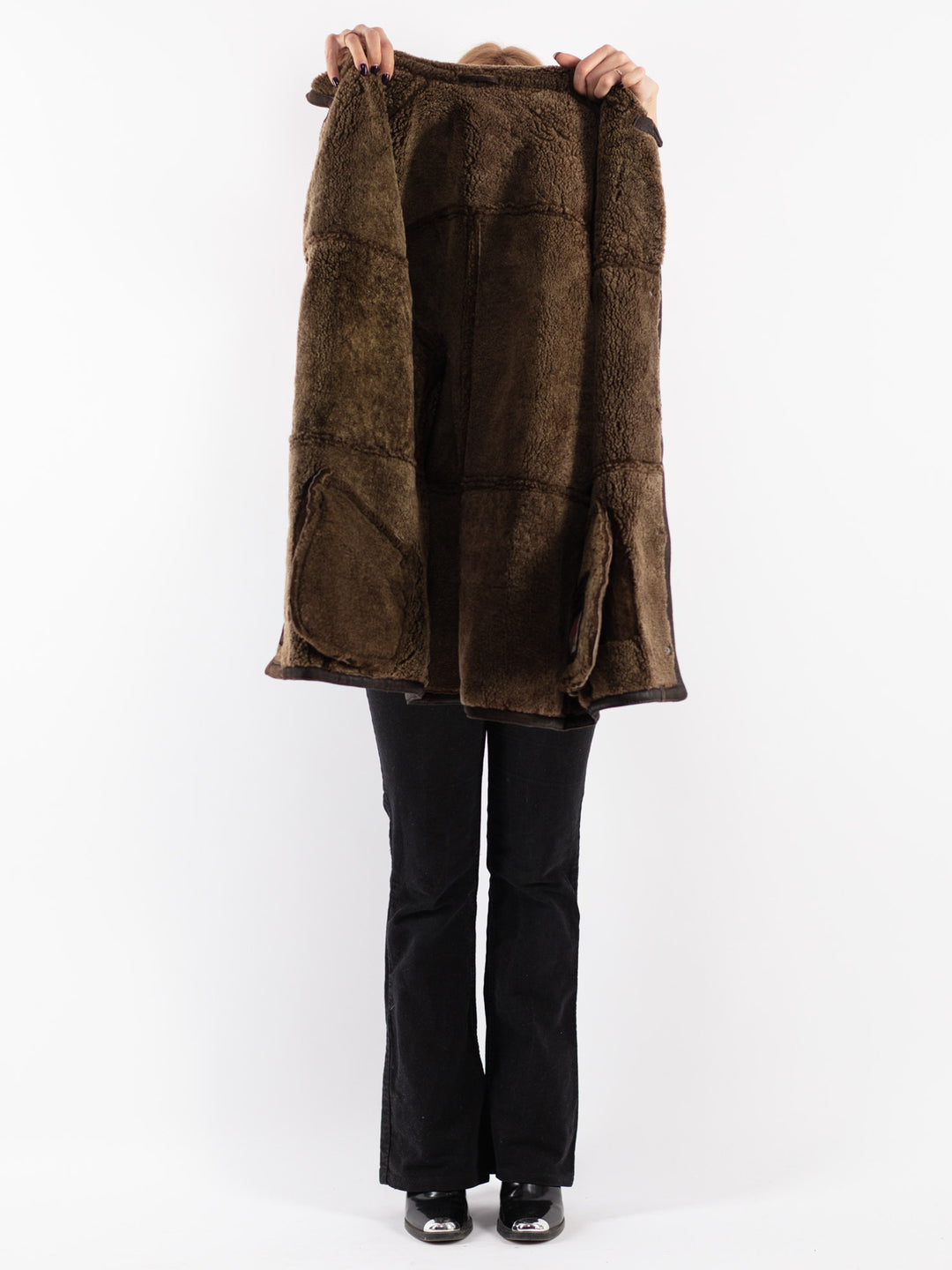 Vintage 90's Women Sheepskin Coat in Brown