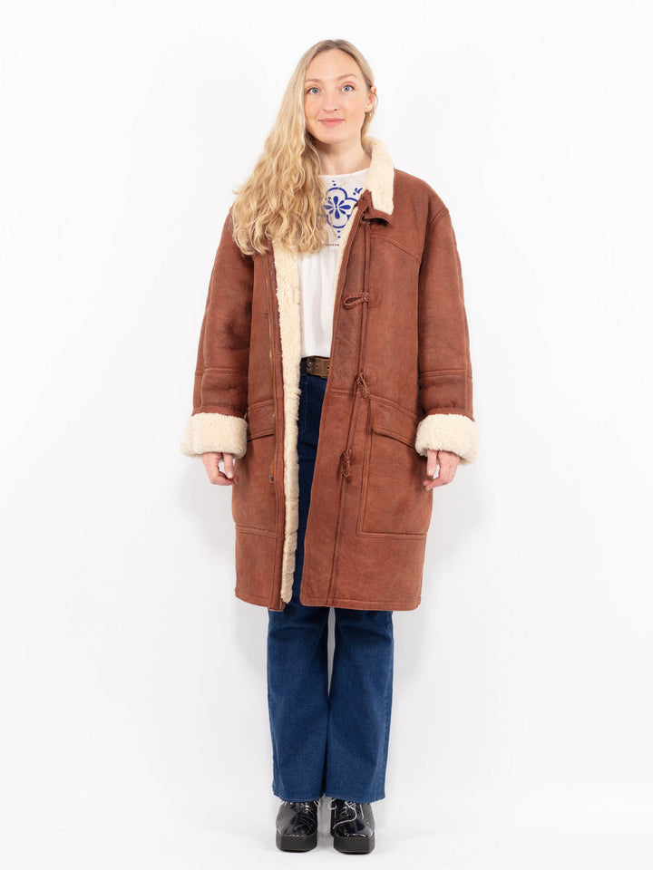 Vintage 90's Women Sheepskin Coat in BrownA1014