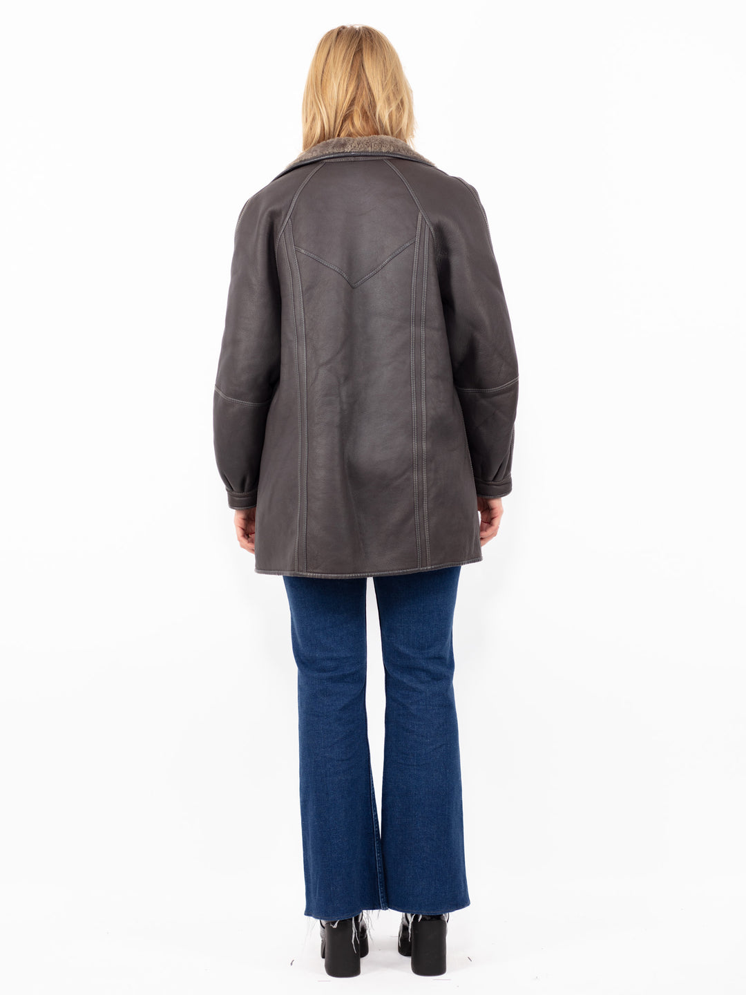 Vintage 90's Women Reversible Sheepskin Coat in Brown