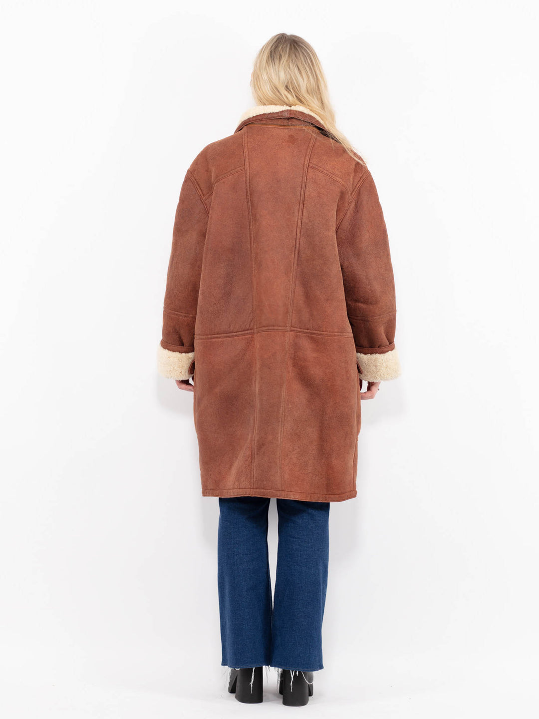 Vintage 90's Women Sheepskin Coat in BrownA1014