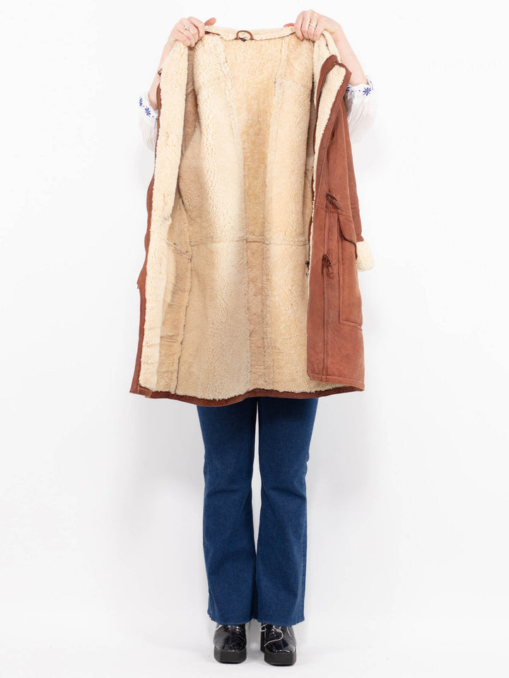 Vintage 90's Women Sheepskin Coat in BrownA1014